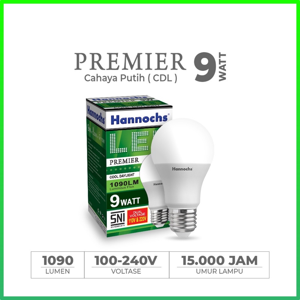 Hannochs Lampu LED Premier 9 Watt - Cahaya Putih