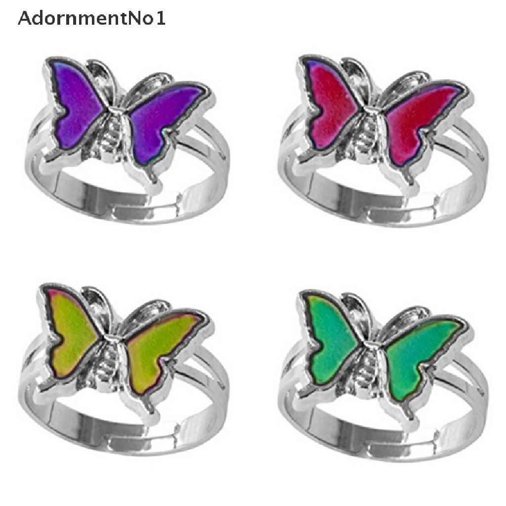 (AdornmentNo1) Cincin Mood ring Adjustable Motif Kupu-Kupu Dapat Berubah Warna Sesuai Suhu butterfly