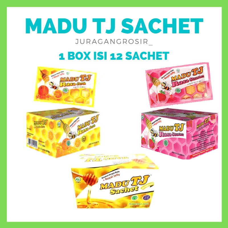 

MADU TJ SACHET ISI 12 PCS RASA STROBERI / STRAWBERRY , ORIGINAL, & JERUK