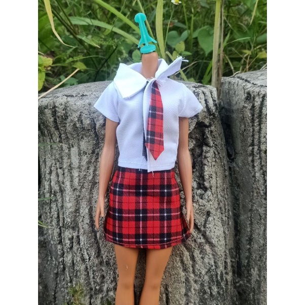 baju sekolah boneka berbi cewek 30cm