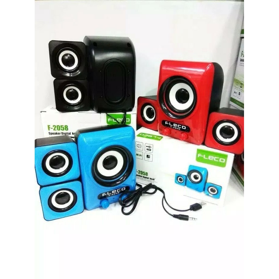 SPEAKER DIGITAL KECIL FLECO F-2058 SUPER BASS SPEAKER ACTIV MINI KOMPUTER SPEAKER HP