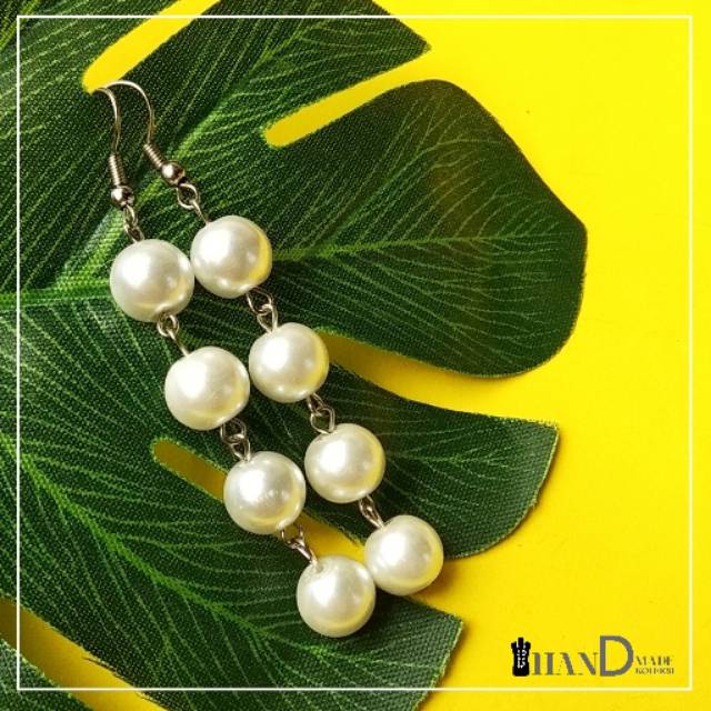 Anting Fashion Mutiara Putih Untai | Anting Hijab Mutiara