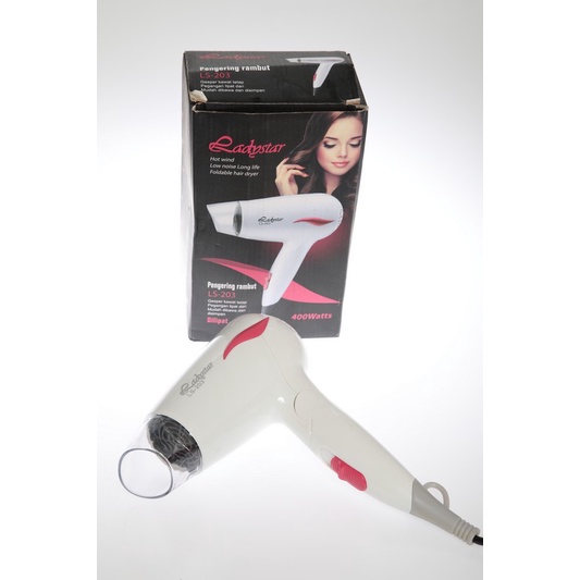 pengering rambut Hairdyer Ladystar Ls-203 profesional yang bisa dilipat original dan murah protable