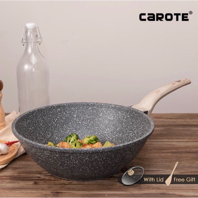Carote Wok Pan / Panci Wajan Granite size 30 dan 32 cm