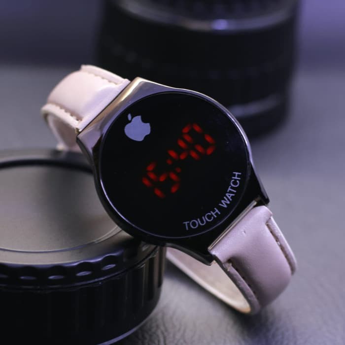 JAM TANGAN TOUCH LED BULAT PLAT HITAM SR02