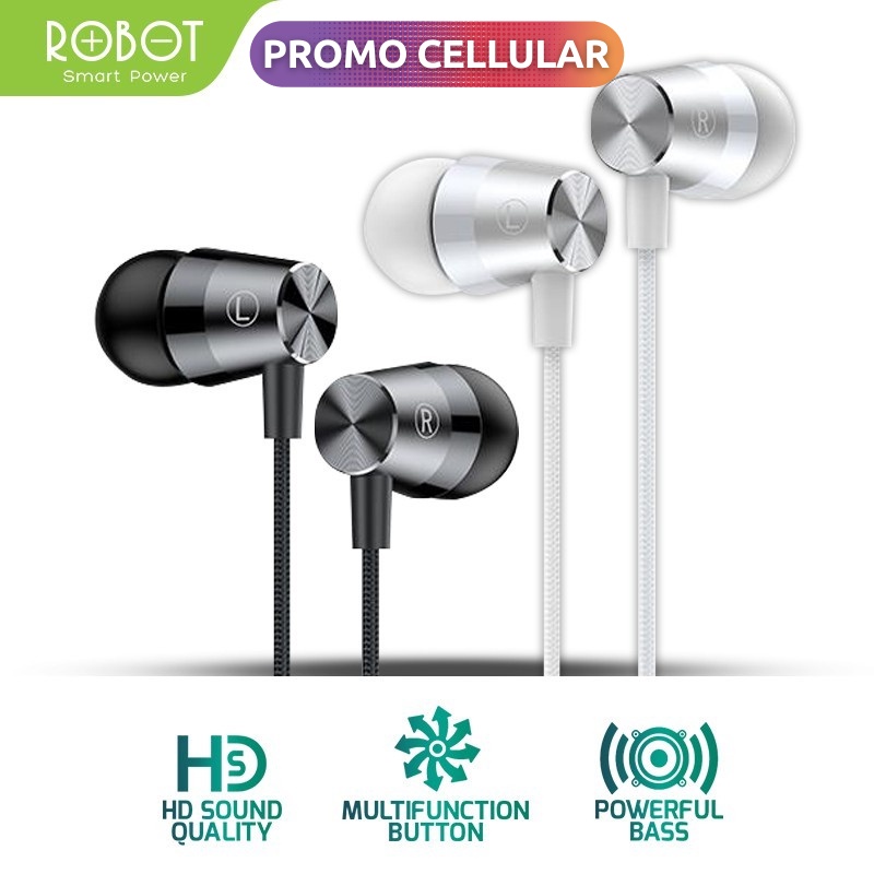 Headset Robot RE101S 1.2M Earphone Subwoofer Bass Metal Wired