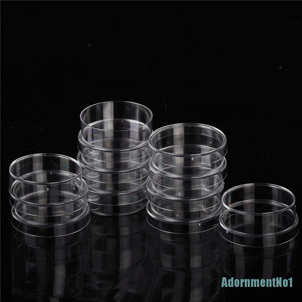 (Adornmentno1) 10pcs Piring Petri Dish Steril Bahan Plastik Polystyrene Ukuran 35x15mm