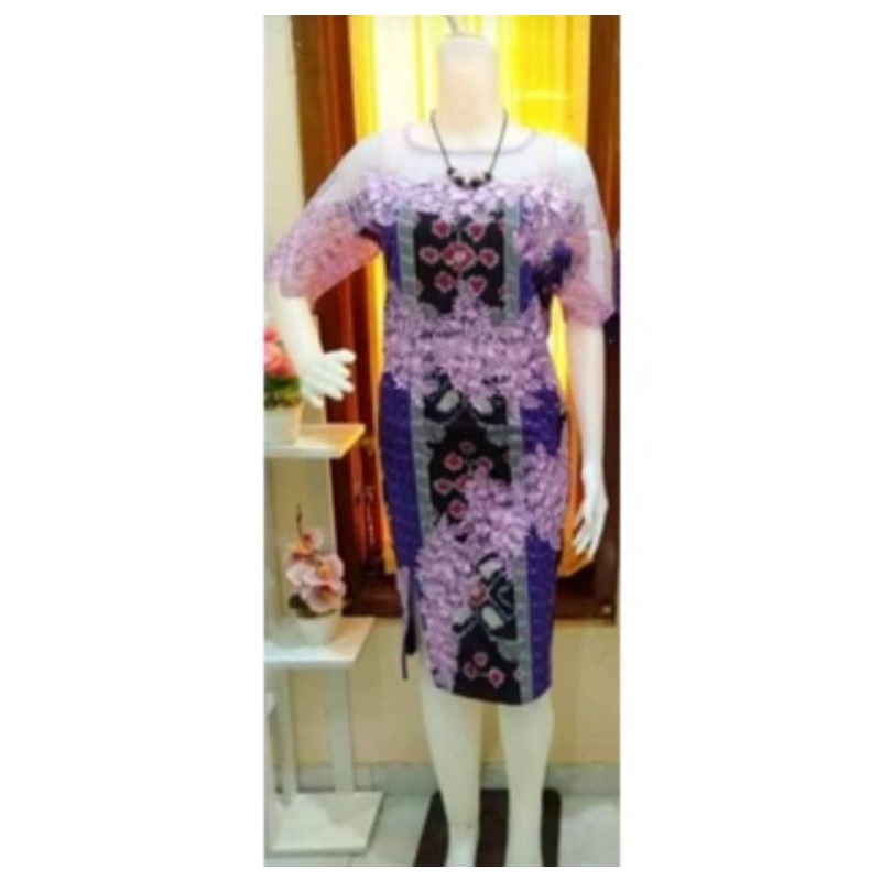 DRESS BROKAT TENUN FASHION TROSO JEPARA, DRESS CASUAL BROKAT TENUN ETNIK JEPARA, DRESS TENUN KOMBINA