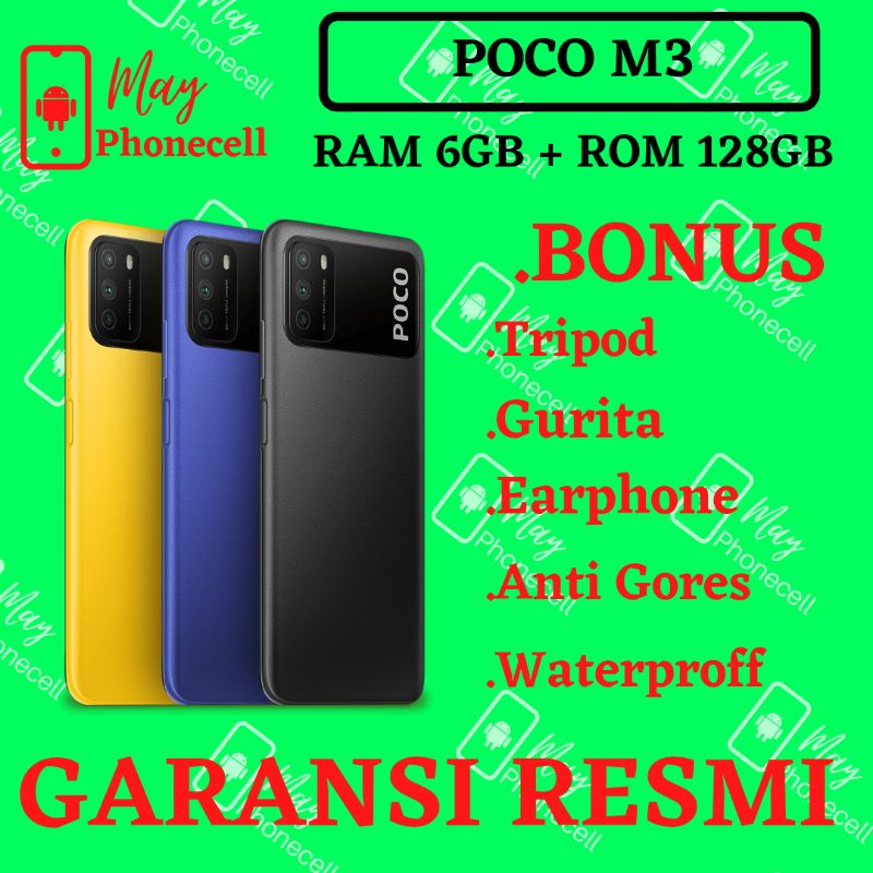 HP Xiaomi Poco M3 Ram 6GB Internal 128GB HP Poco M3 Baru Garansi Resmi 1 Tahun