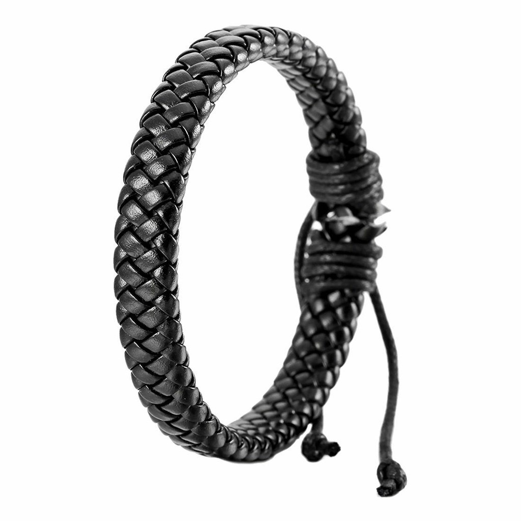 Gelang Kulit Leather Rope Black Kulit Tali Unisex GEM-121