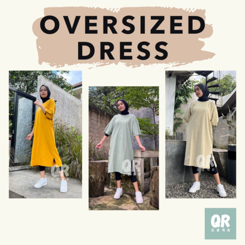 Baju Dress Oversize Tunik Cotton Combed 24s Premium Oversized Dress Tshirt