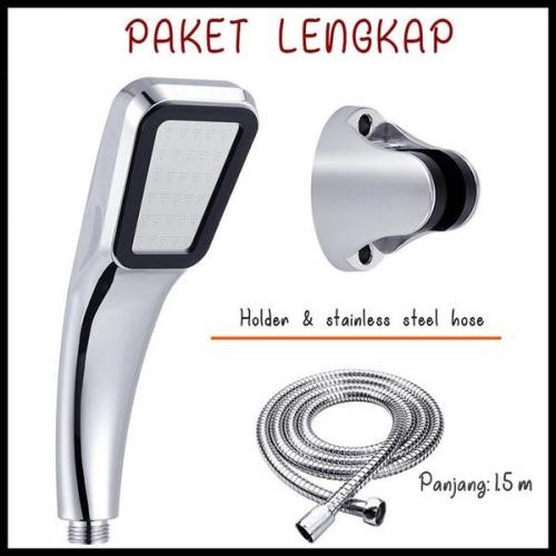 paket hand shower mandi set 300 lubang lengkap selang 1.5m dan holder