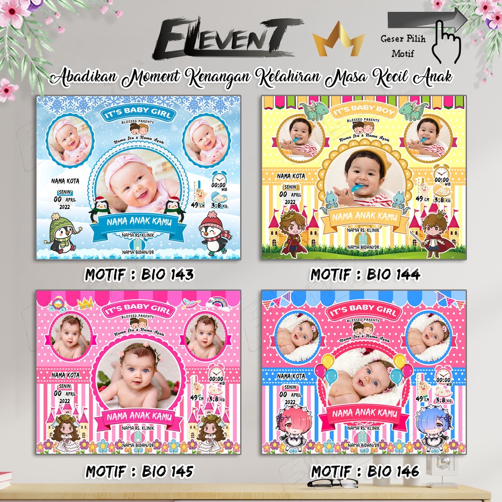 Biodata Anak Bingkai Kaca Foto 10R data kelahiran Anak Biografi baby Wall Decor Custom Biodata Bayi Unik Kado bayi hadiah Newborn baby pigura kaca Gantung Frame Photo bayi Hiasan Menarik Hadiah Lucu Keponakan Dinding Free Desain Murah