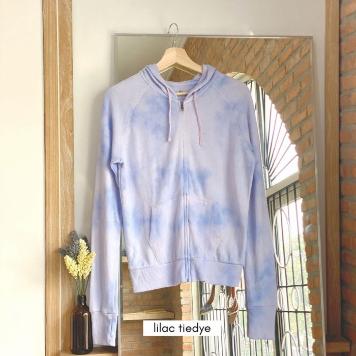 Jaket Wanita S.Oliver Hoodie Jacket - Jaket Zipper Wanita Original Branded - lilac tiedye, S(H6Q0) J