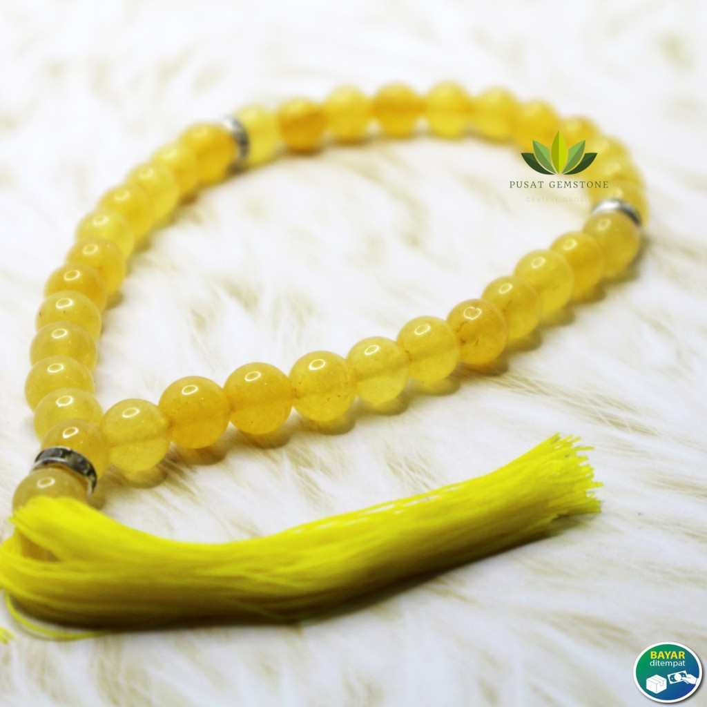 Tasbih Giok Kuning/ Yellow Jade 33 Butir Natural