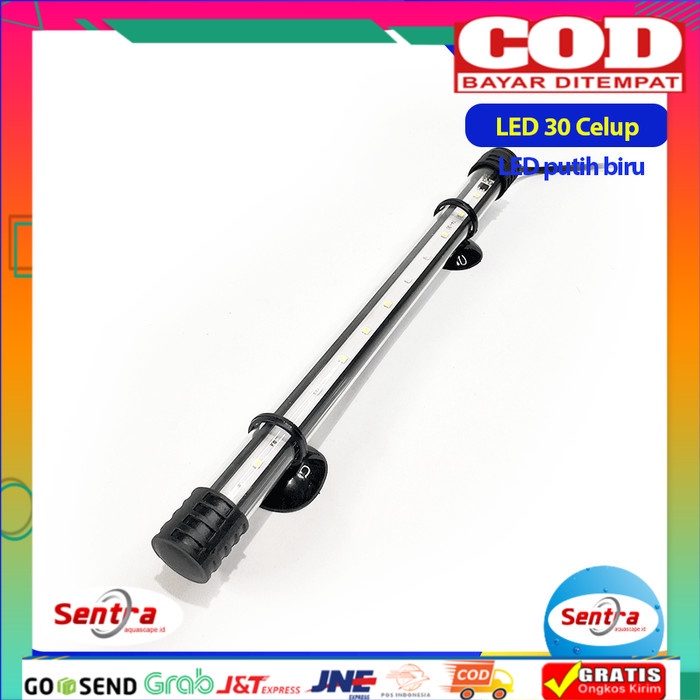 Lampu LED Aquarium Aquascape Celup 30 cm Putih Biru Promo