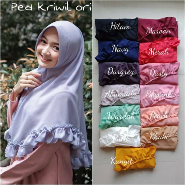 ped kriwil / bergo kriwil / khimar bergo kriwil / instan bergo kriwil / khimar ped rempel termurah