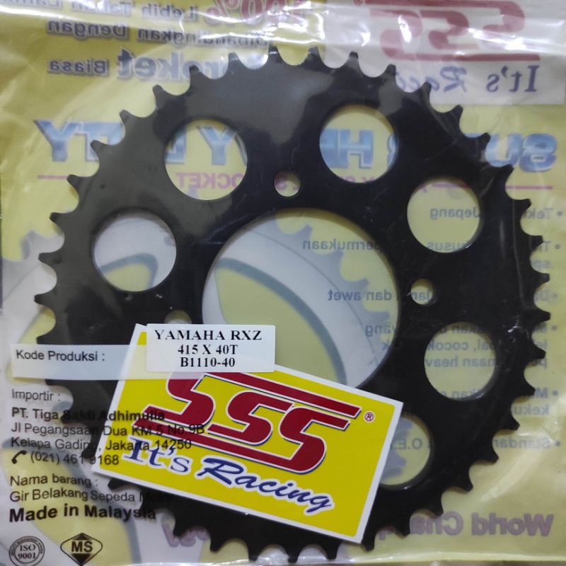 Gear Belakang SSS 415 28 30 31 32 33 34 35 36 37 38 39 40 41 RXZ RXKing Jupiter Vega MX FIZR-SSS(Black) 415-40