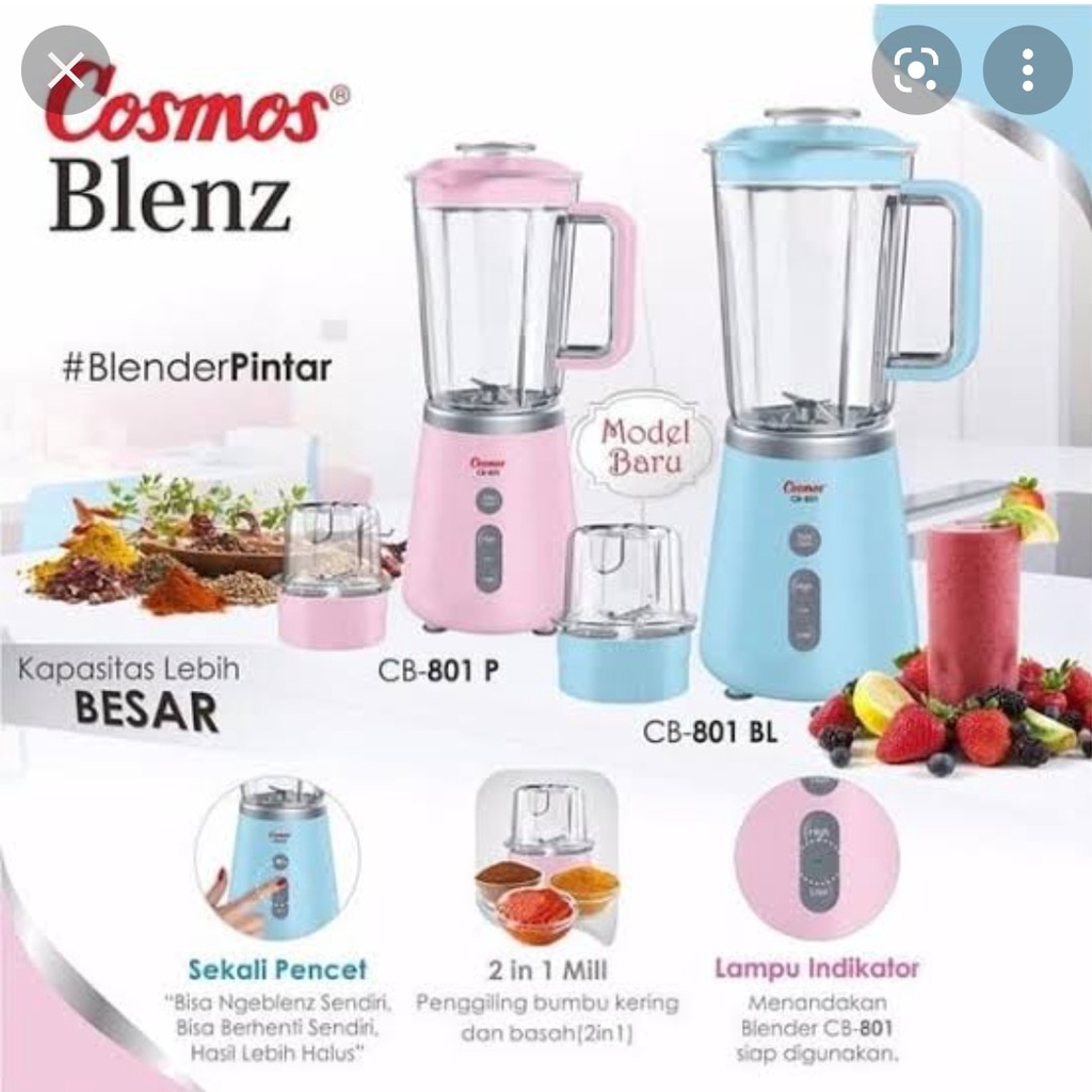 Blender Comos Blenz CB 801 P / CB 801 BL (Pink / Biru)