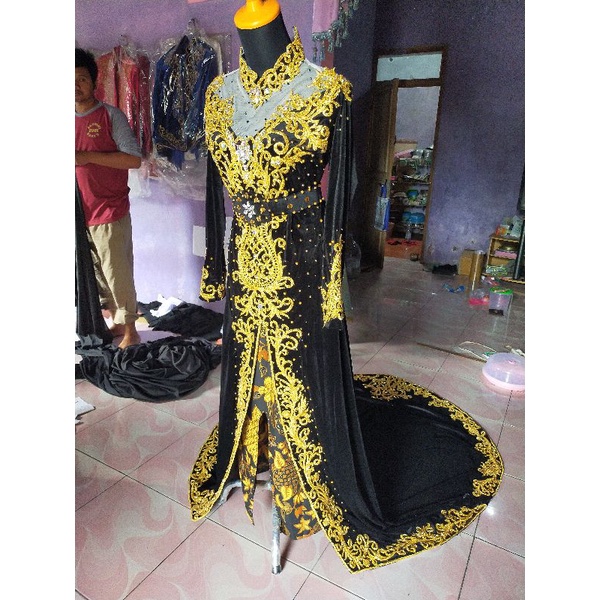 kebaya bludru pengantin full payet jepang