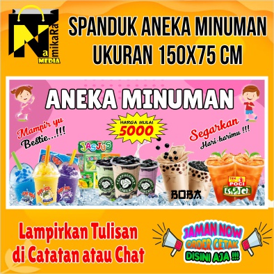 Jual Spanduk banner backdrop Aneka Minuman kekinian Terbaru murah bisa