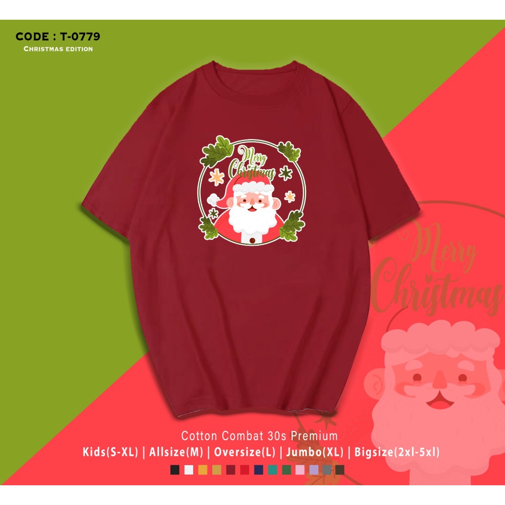 FREE CUSTOM NAMA - KAOS KADO NATAL / SANTA MERRY CHRISTMAS GIFT / T-SHIRT SANTA CLAUS / BAJU SANTAI