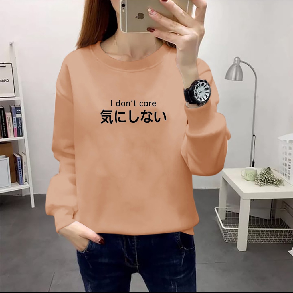 FASHION COOLS - BAJU LENGAN PANJANG I DON'T CARE - BAJU CEWEK DISTRO LENGAN PANJANG TRENDY DAN TERLARIS