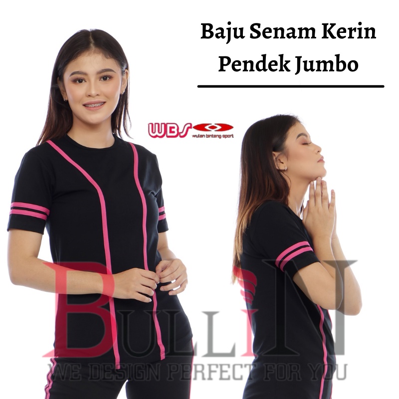 Baju Jumbo Kerin Wanita Aerobik Fitness Hitam