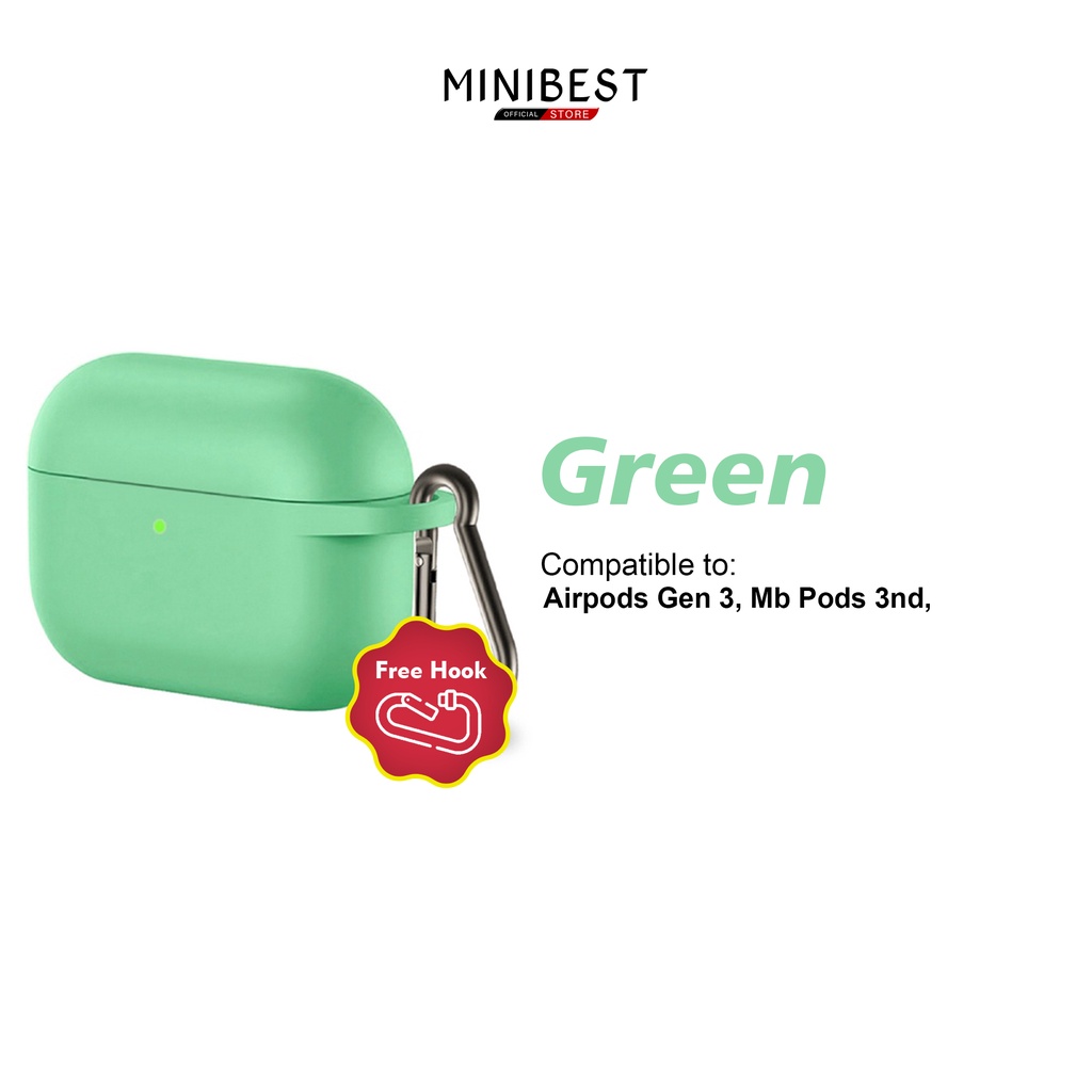 MINIBEST Case / Casing MB_Pods 3rd Generation (Premium Silicone Softcase + Free Hook) by minibest Indonesia-G3 Spearmint Green