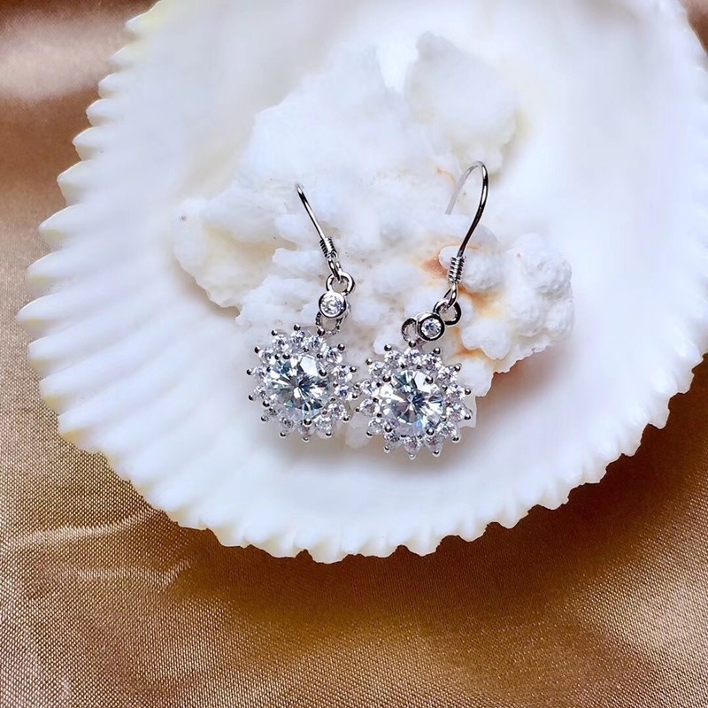 Fashion Inlaid Diamond Snowflake Ear Stud Elegant Eardrops