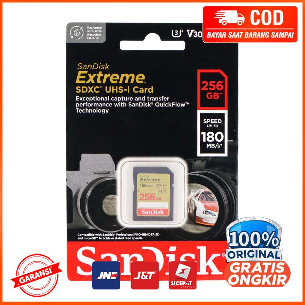Sandisk SD Card Extreme V30 U3 4K - 256GB - V-256G