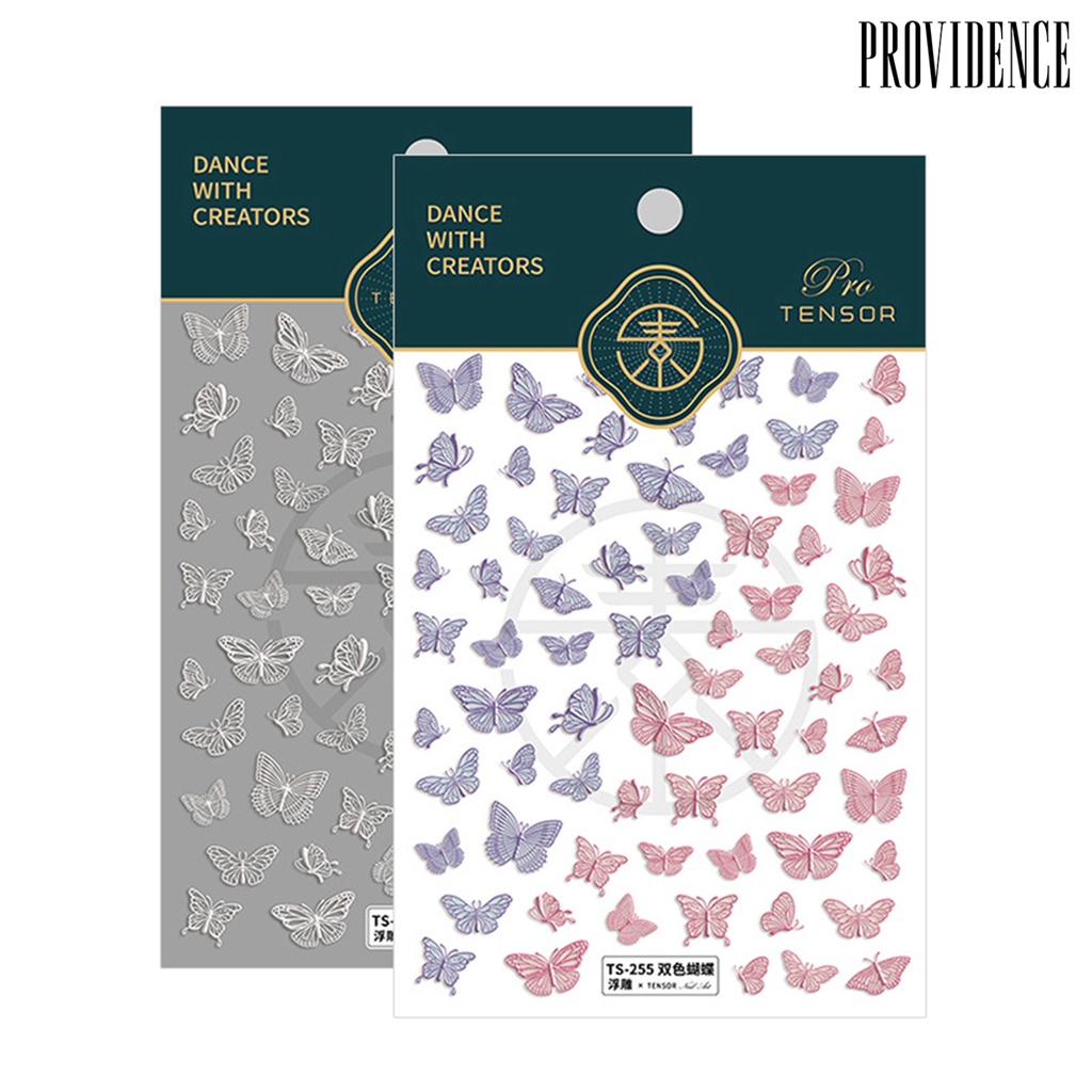 Providence Nail Sticker Engraved Butterfly Shape Mini Pretty Pink Color Butterfly Shape Charm Decals for Manicure