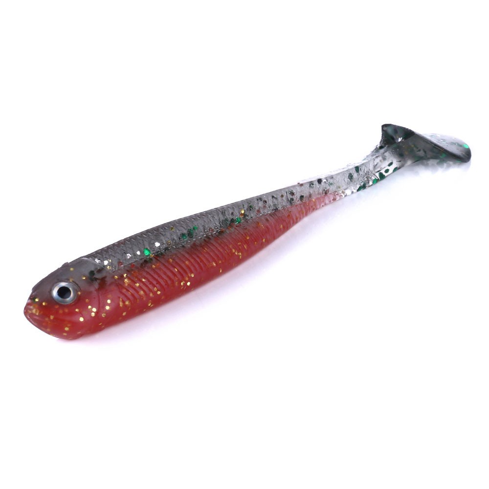 HENGJIA 6PCS/Bag 9cm/4.6g Soft Bait Fishing Lure 3D Eye T Tail Artificial Bait Pike Silicone Worm Bait