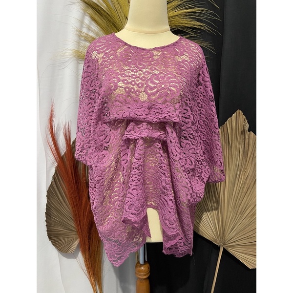 batwing blouse brokat sofia cornely kebaya modern lipat depan loose batwing