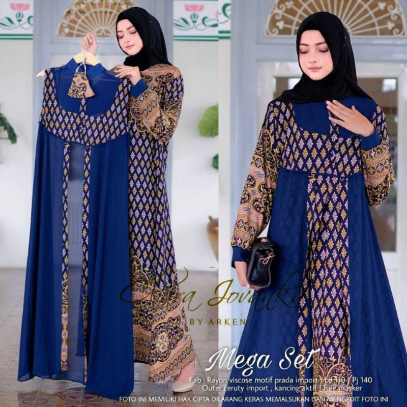 mega set gamis plus outer abaya ori by clara arken