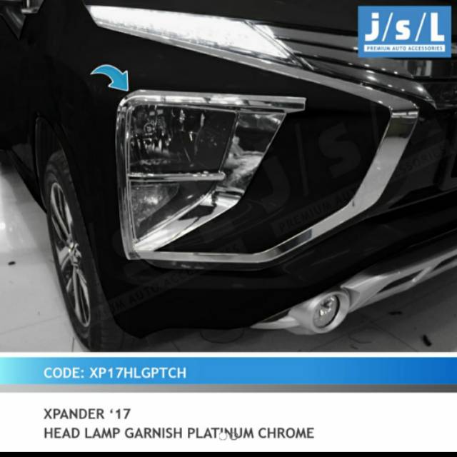 Garnish lampu depan Xpander/ head lamp garnish platinum Hitam &amp; Chrome jsl