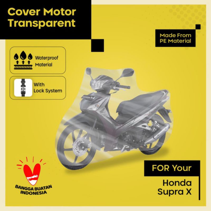 cover motor Honda Supra x 125 transparan waterproof berkualitas