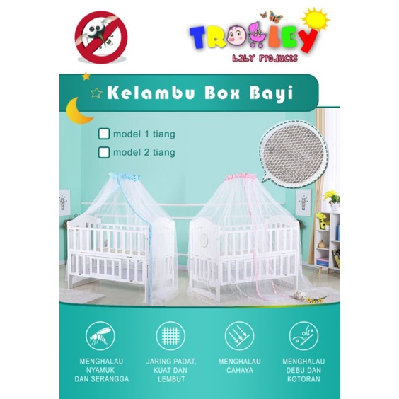 Kelambu Box Bayi motif imut / kelambu Bayi 1 tiang / Kelambu Kasur Bayi 2 Tiang