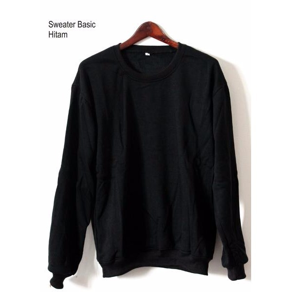 Sweater Polos Basic Oblong Unisex Hitam sweater murah