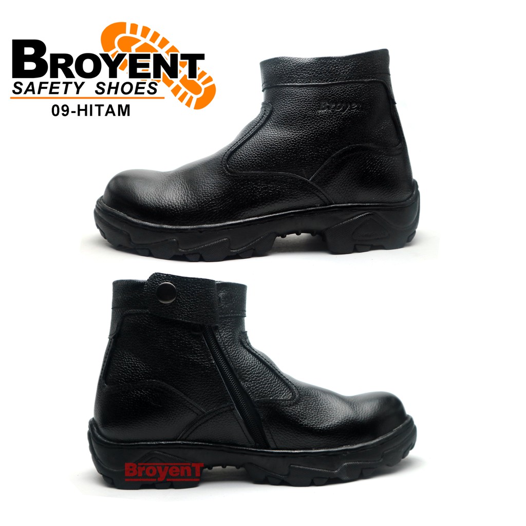 Sepatu Safety Boot Pria Resleting Kulit Asli 09