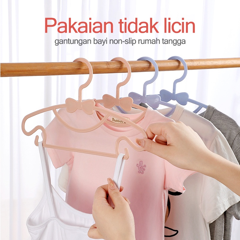 Gantungan Baju Anak/ Isi 5 pcs Hanger Multifungsi Warna Warni/bahan PP 29CM (B290)