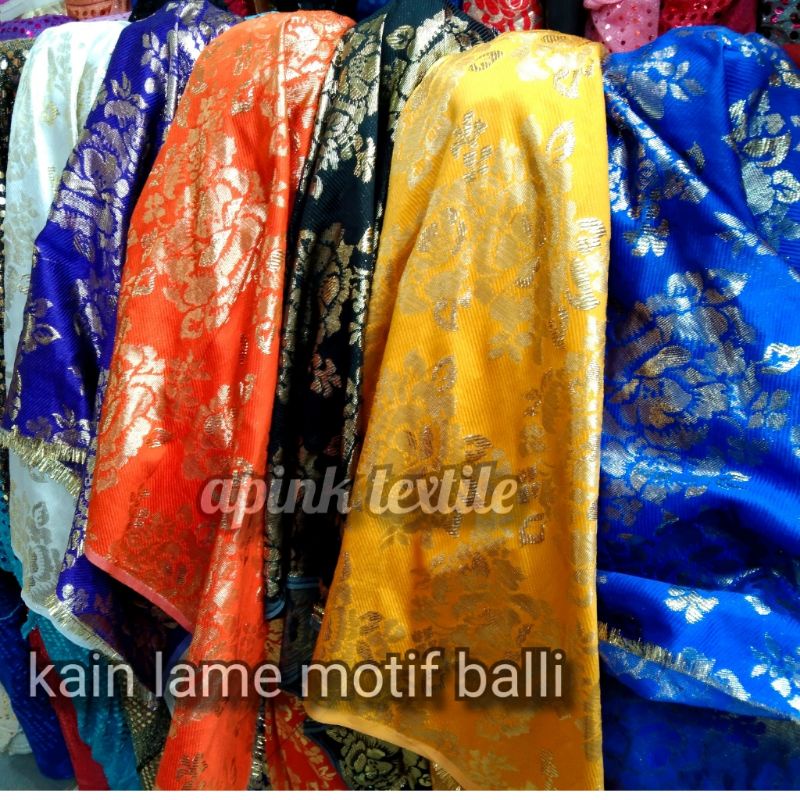 kain bahan lame embos motif bali/ kain ceongsham lame bahan aplikasi baju adat songket