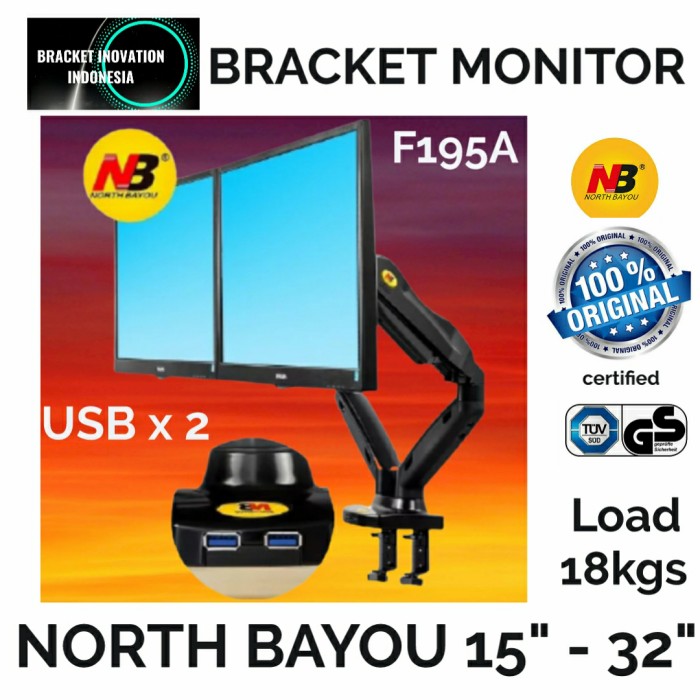 Bracket dual monitor 15 - 32 inch North Bayou NB F195A Full Motion