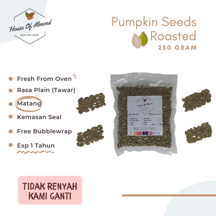 

Q124521 Pumpkin Seeds Roasted (Matang Panggang) 250Gr Biji Labu Kuning Kupas Dw501Sqs