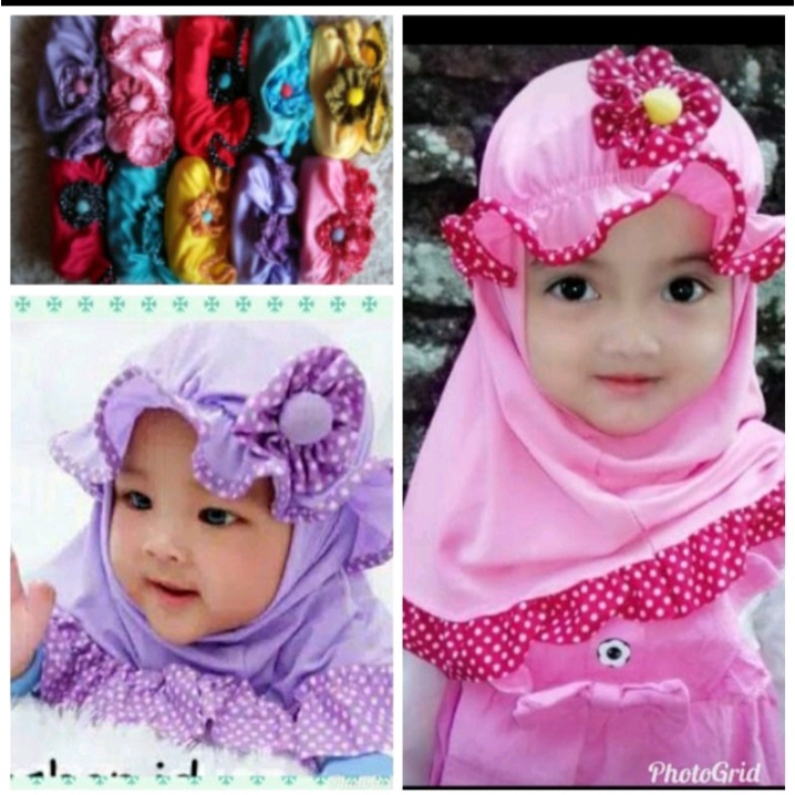 kerudung anak bayi TOPI LIST ( 3 BULAN - 2 TAHUN ) - hijab anak perempuan