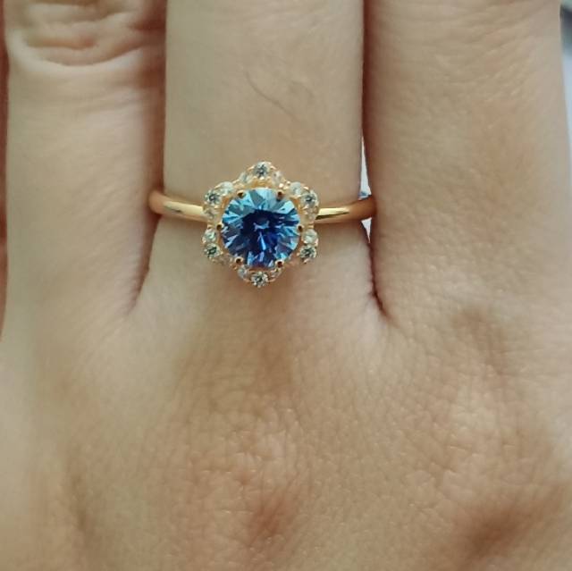 Cincin emas 375 mata biru