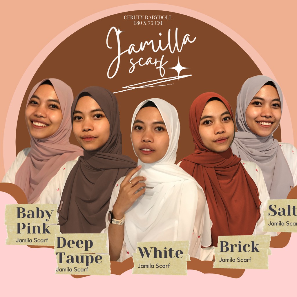 JAMILA SCARF PREMIUM CERUTI BABYDOLL HIJAB / PASHMINA CERUTI / JILBAB