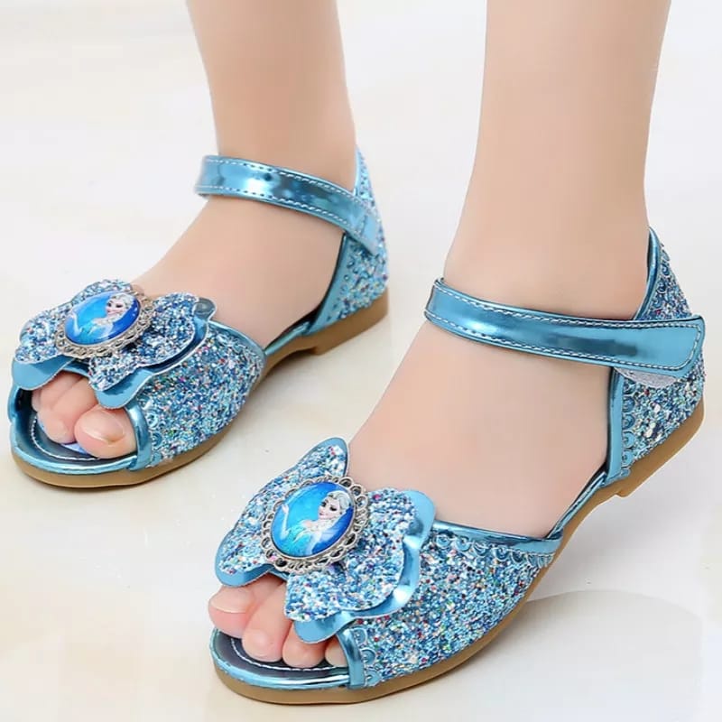 Sepatu Sendal Elsa Glitter Sepatu Pesta Anak Terbaru