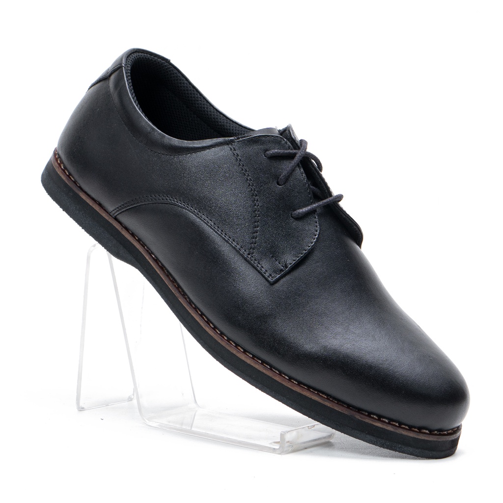 MORALIST OXFORD - Sepatu Pantofel Pria Formal Kulit Asli Pantopel Premium Berkualitas Warna Hitam MD331 HT