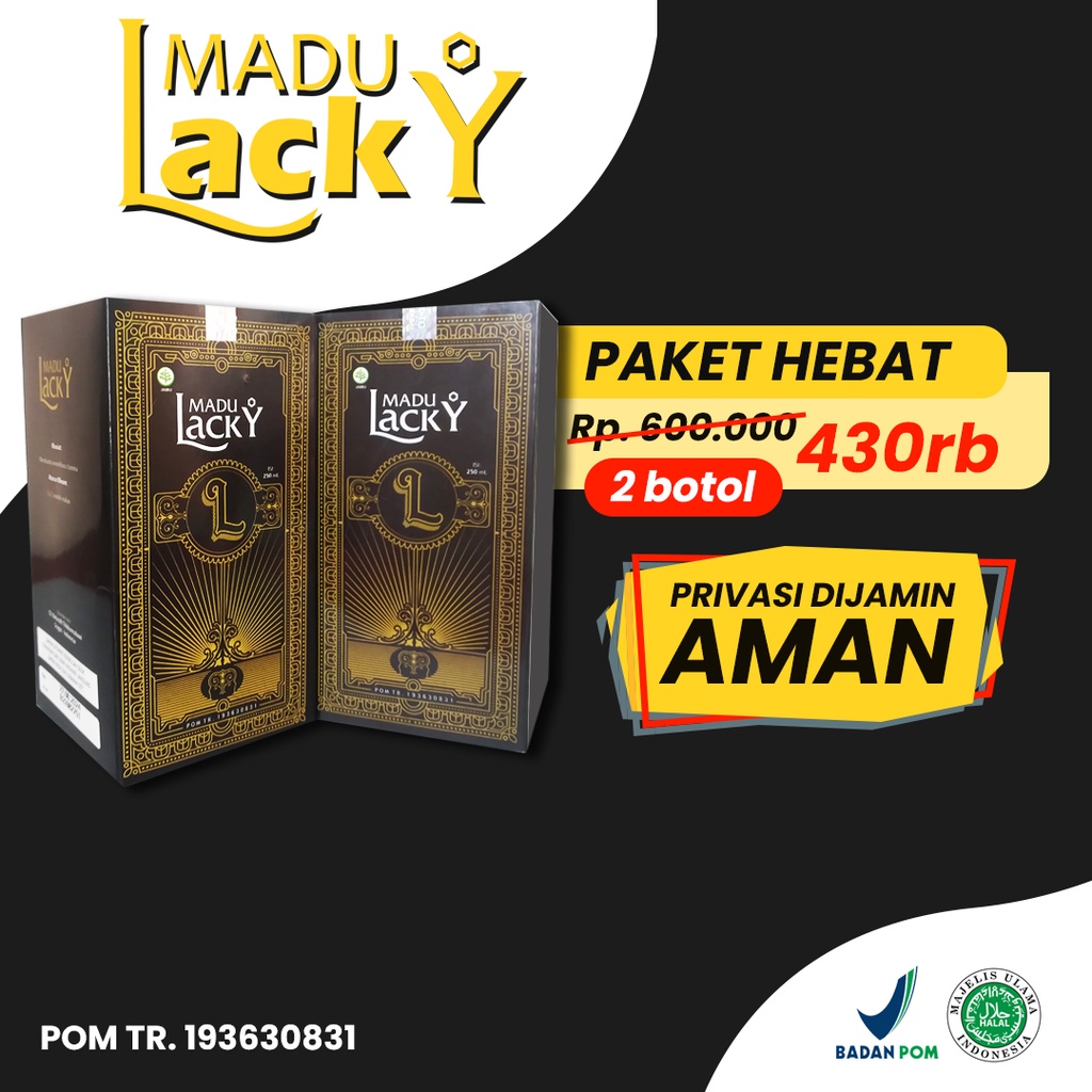 MADU LACKY OBAT HERBAL TAHAN LAMA PRIA ORIGINAL BPOM AMPUH 250 ML MADU STAMINA PRIA-PAKET HEBAT 2 BOTOL